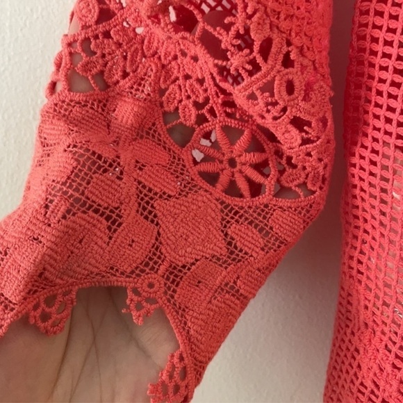 Free People Jen's Pirate Booty Lace Ruffled Sea Side Net Mesh Bohemian blouse - Picture 7 of 9